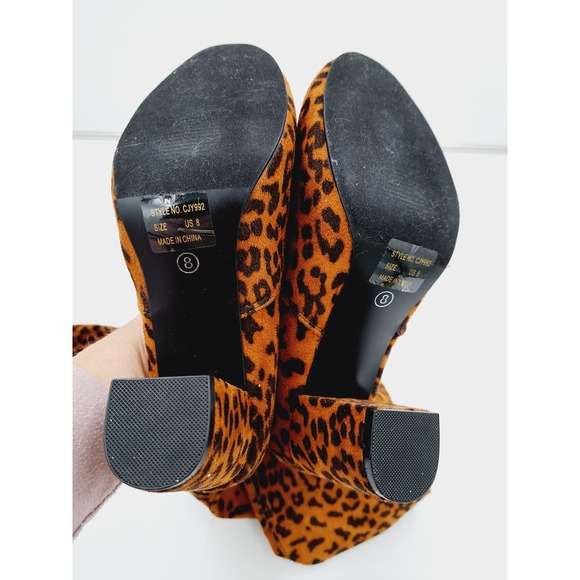 NWOB Vespose Thigh High Back Tie Leopard print soft upper 1/4 zip Boot 8. - Picture 4 of 8